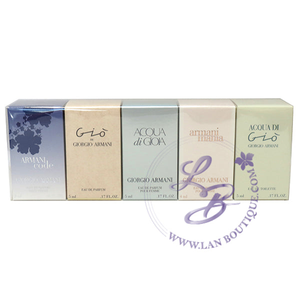 Giorgio Armani collection: Armani Code, Gio, Acqua Di Gioia, Armani Mania, Acqua Di Gio